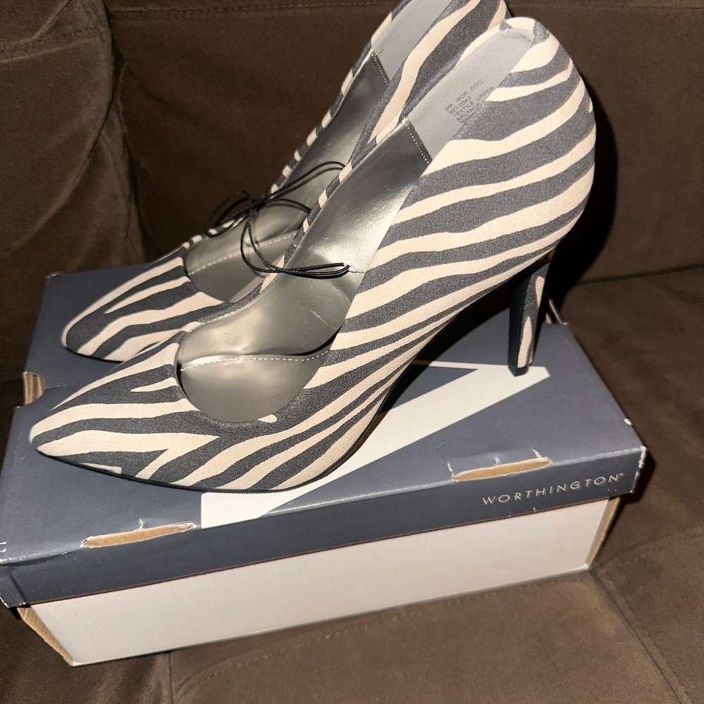 Worthington Black and White Zebra Heels